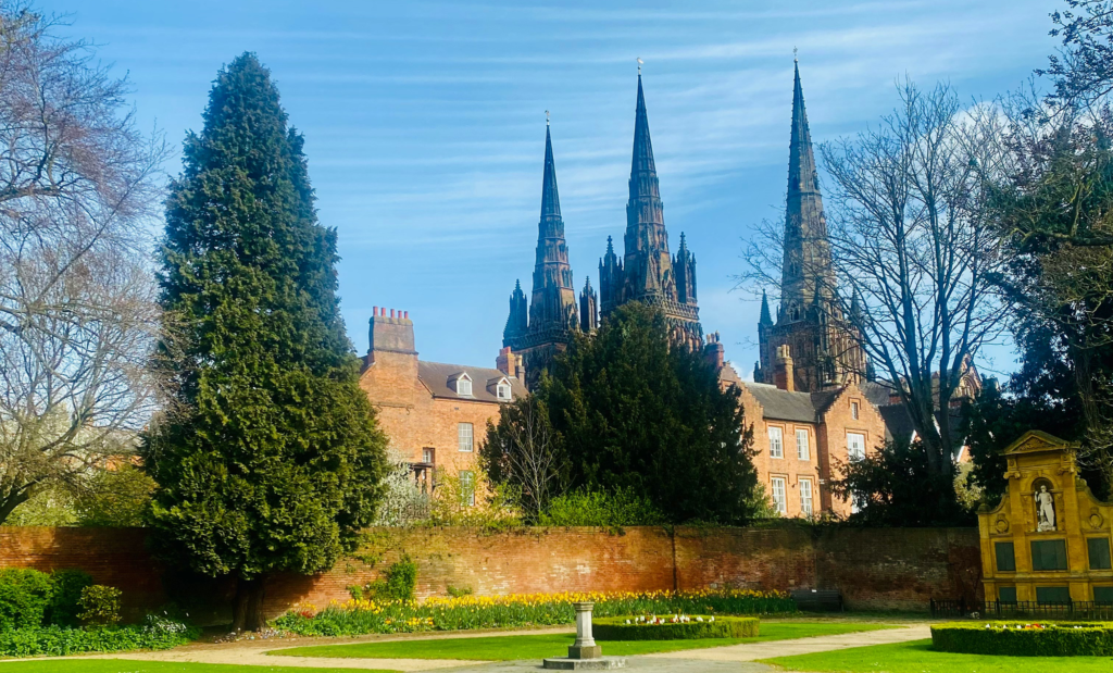 Lichfield's city centre and famous cathedral