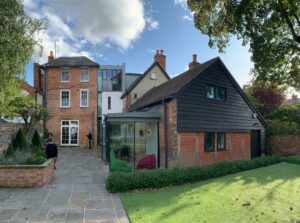 A historic building with an extension